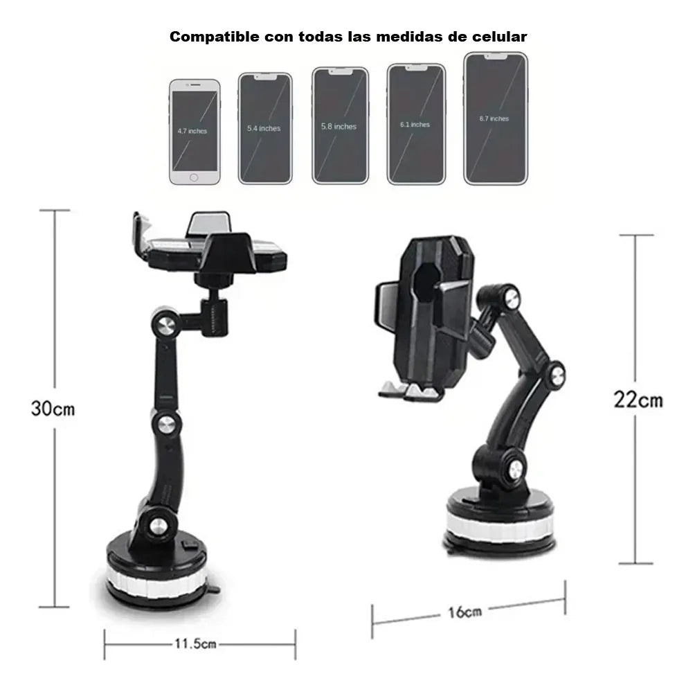 Porta Celular  Soporte Giratorio Ventosa Brazo Telescopico 360° para Auto